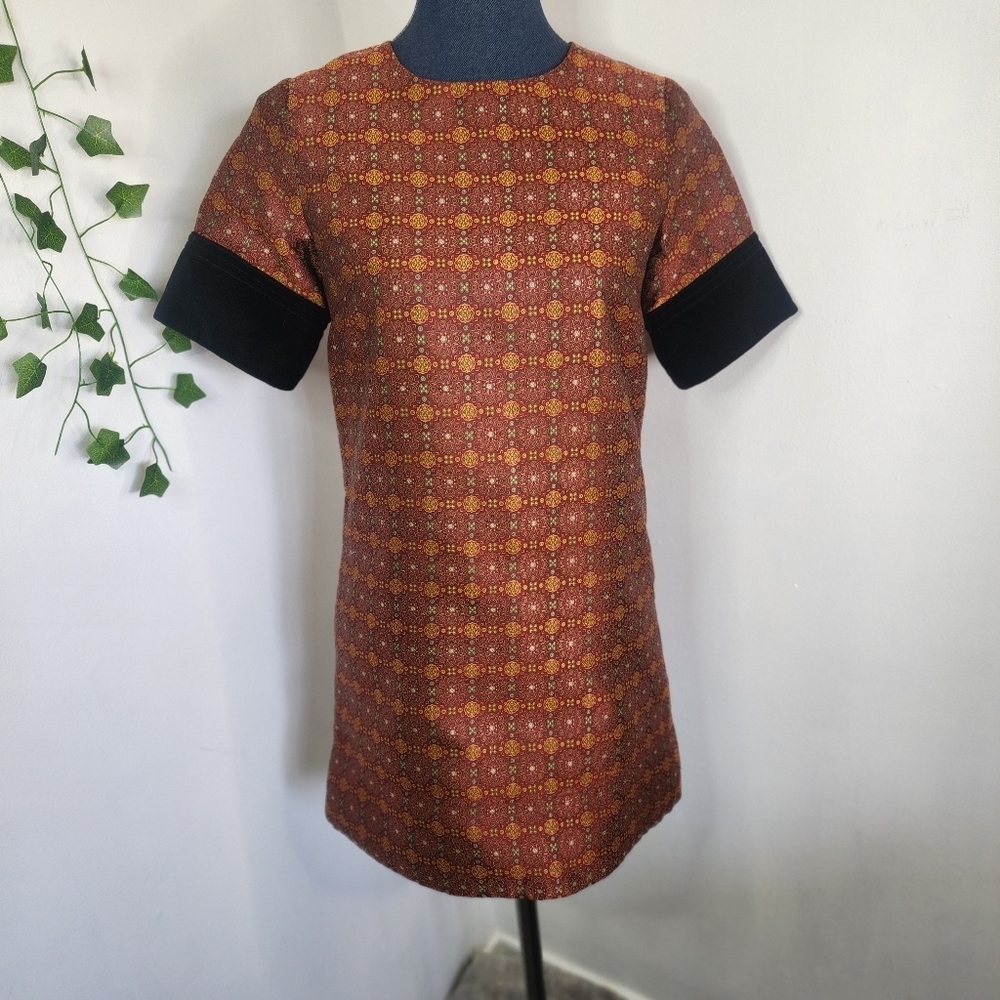 Luella Bartley Orange with Velvet Mid Length Dress
